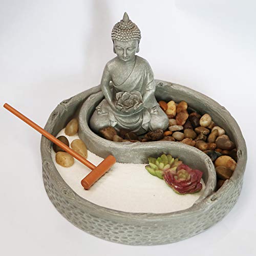 Mini Zen Garden Kit for Desk with Lotus