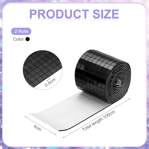 Self Adhesive Glass Mirror Mosaic Tiles 3200 Pcs 5 x 5 mm Disco Tiles for Craft Decoration Glass Mirror Disco Ball Black 2 Pcs (2 Count)