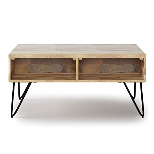 Hunter 36" Wide Solid Mango Wood Coffee Table in Natural