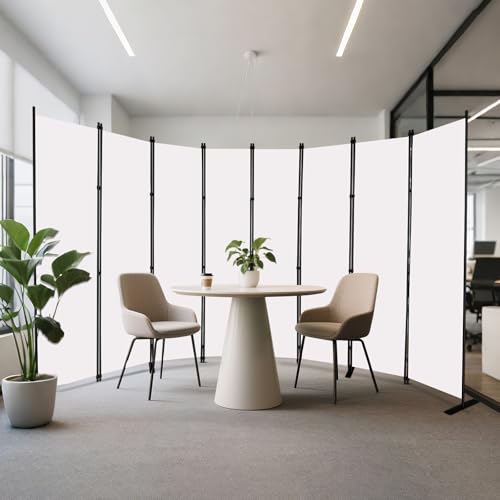 8 Panels White Room Divider Portable Privacy Screen 160" W X 72" H