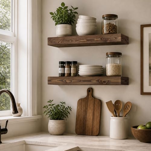 Floating Shelves 3 inch Thick for Wall Set of 2 (2 Count)