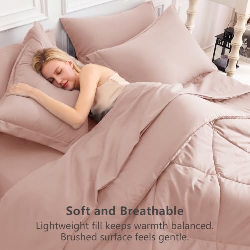 Full Comforter Set 82"x86" Dusty Pink