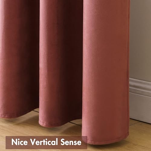 Dusty Rose Pink Velvet Room Darkening Curtains for Bedroom W52xL105 (2 Count)