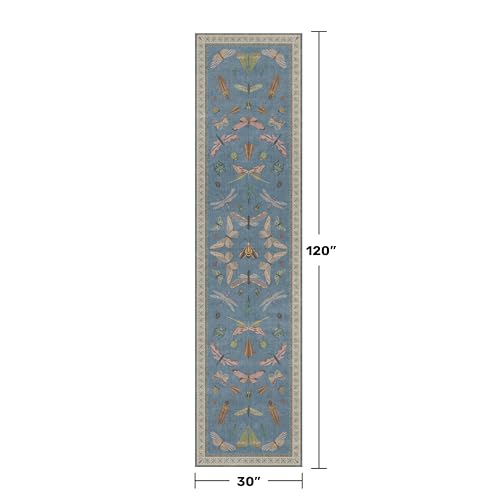 2'6''x10' Blue Insect Runner Rug for Hallway (25 Sq Ft)