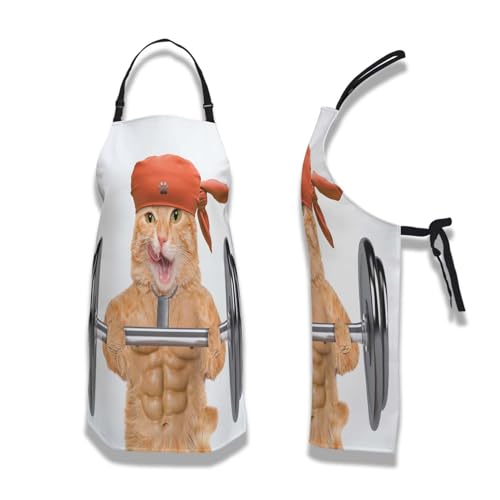 Apron Kitchen for Women Fitness Cat Mans Aprons for Cooking Funny for Kitchen Cooking Restaurant BBQ Painting Crafting Gardening 27”