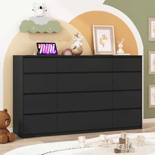 jiteentar Black Malm Dresser for Bedroom