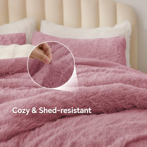 Dusty Pink Fluffy Comforter Set Twin