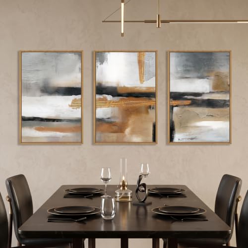 Modern Abstract Framed Canvas Wall Art Set