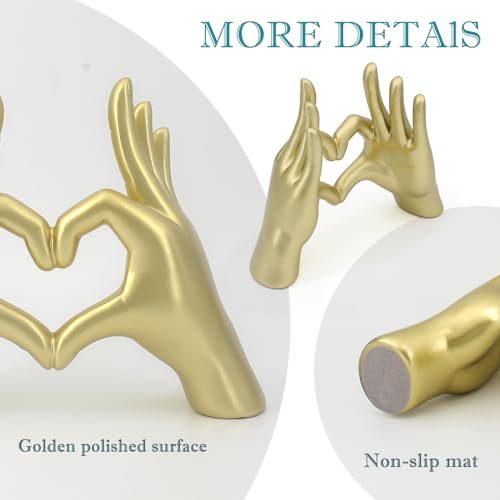 Gold Heart Hands Sculpture