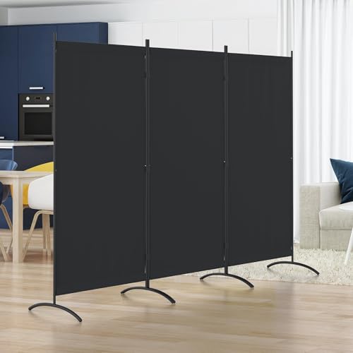 Room Divider 3 Panel Room Dividers and Folding Privacy Screens with 4 Curved Metal Feet Partition Wall Divider
