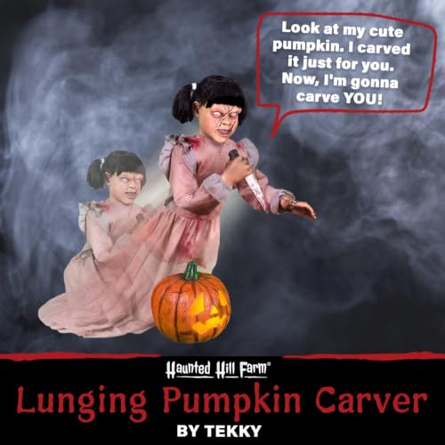 Lunging Pumpkin Carver Zombie Girl by Tekky