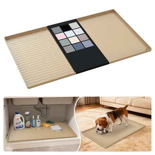 Waterproof Silicone Under Sink Mat 31'' x 19'' Shelf Liner for Kitchen and Bathroom
