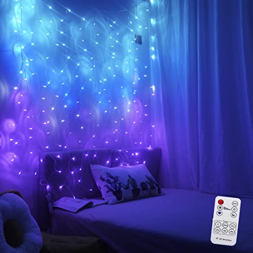 Curtain Fairy Lights Teal Blue Purple Ombre with Remote