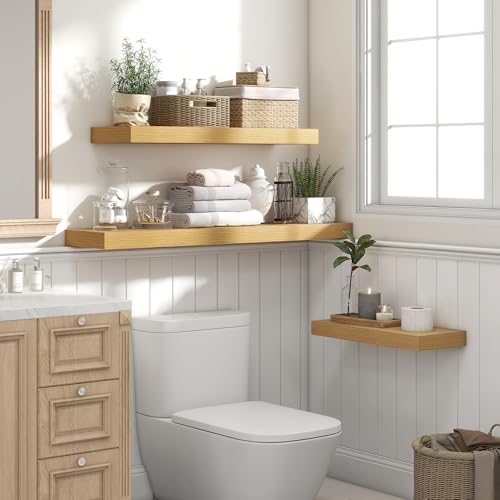 Floating Shelves 15.7" W x 10.3" D Oak Set of 2 (2 Count)
