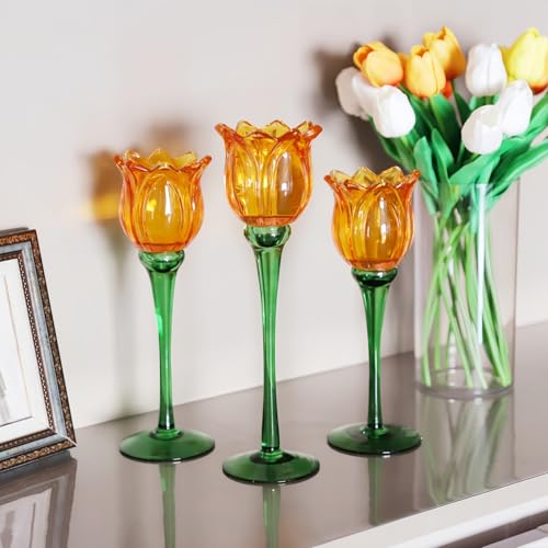 Orange Tulips Votive Candle Holders Set of 3 (3 Count)