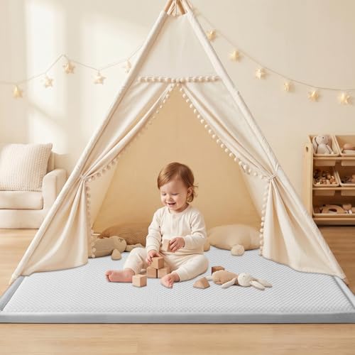 Baby Play Mat for Floor Nursery Rug Muscle Area Playroom Rug Elastic Foam 59x79" Playmat Elastic Foam 1.3" Thick Crawling Mat for Babies