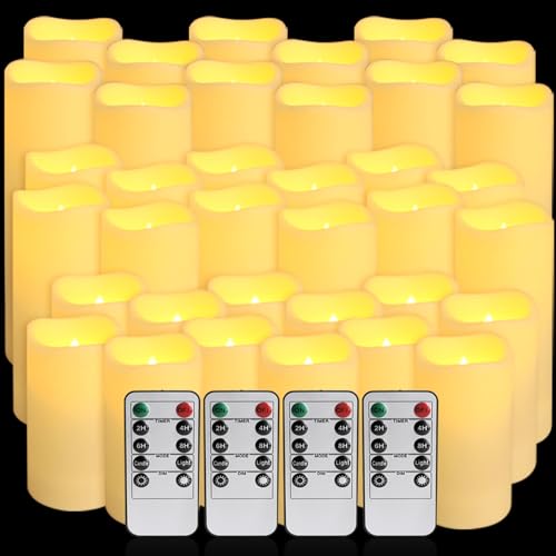 36 Pack Flickering Flameless Candles with Remote Control (36 Count)