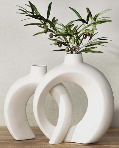Donut Ceramic Vase Set of 2 for Flower or Home Table Decor (2 Count)