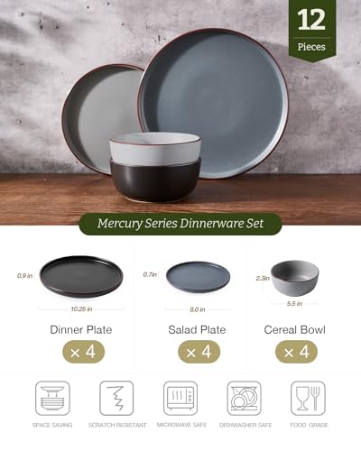 Mercury 12 Piece Stoneware Dinnerware Set (12 Count)