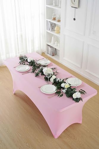 2 Pack 6ft Light Pink Spandex Tablecloth (2 Count)