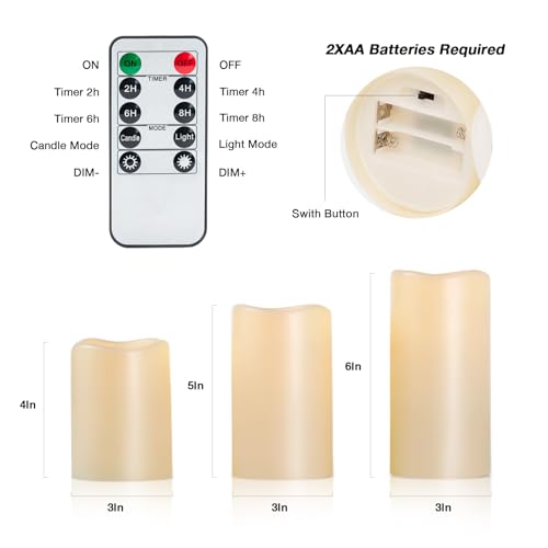Outdoor Waterproof Flameless Candles with Timer (3 Count)