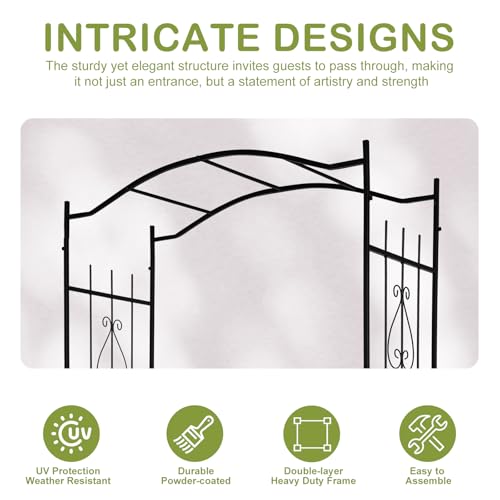 Black 7.5FT Steel Garden Arch Trellis for Climbing Vines & Roses