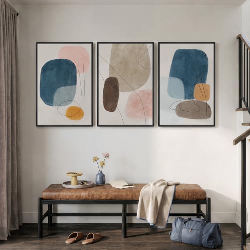 Large Framed Colorful Abstract Wall Art for Living Room (3 Count)