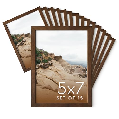 5x7 Walnut Oak Wood Photo Frame Set of 15