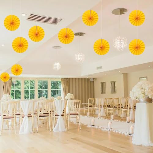 Morange Party Decorations Orange Hanging Paper Round Fans Bulk 8inch DIY (30 Count)