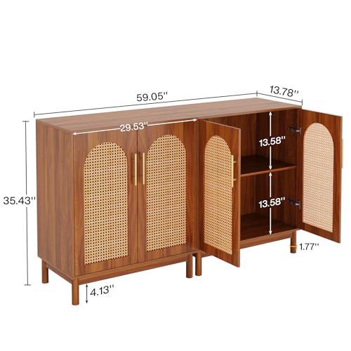 Set of 2 Rattan Sideboard Buffet with Storage (2 Count)