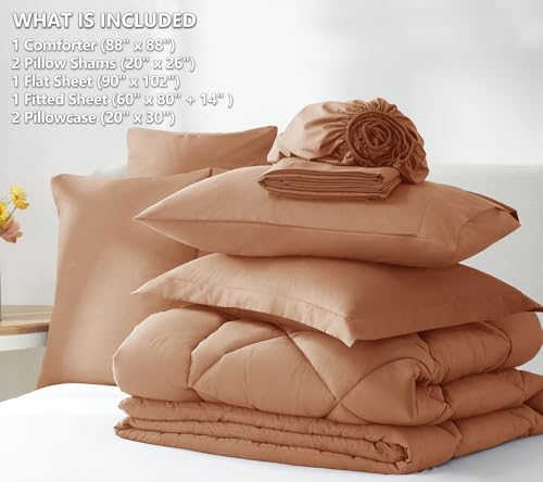 Queen Comforter Set 88"x88" Pumpkin