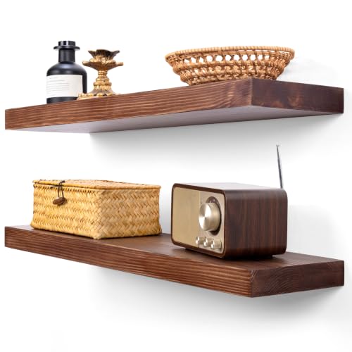 Wood Floating Shelves for Wall 24 inch Set of 2