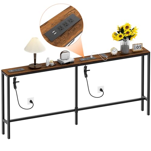 71'' Behind Couch Table with 2 Outlets