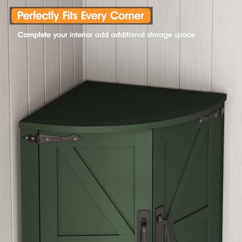 64.8" Tall Farmhouse Corner Cabinet with 4 Doors and 5 Storage Shelves