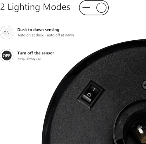 Wall Light Outdoor Lantern with Dusk to Dawn Sensor E26 Bulb