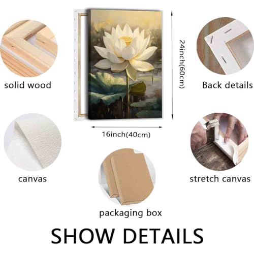 Lotus Flower Poster Lotus Watercolor Painting Abstract Lotus Wall Art Summer Flower Picture 16x24inch framed