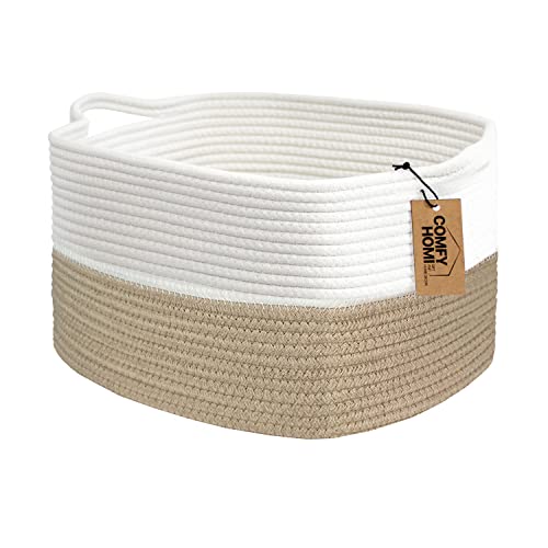 Cotton Rope Woven Basket with Handles for Shelves