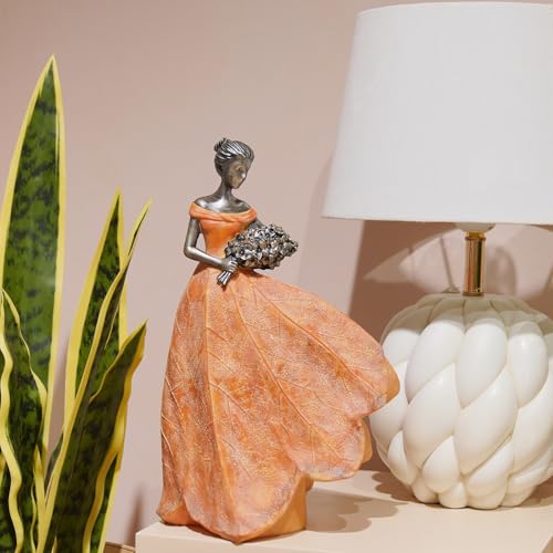 Fairy Statue Orange Leaf Angel Girls 7.5 x 4.5 x 11.5 Inch