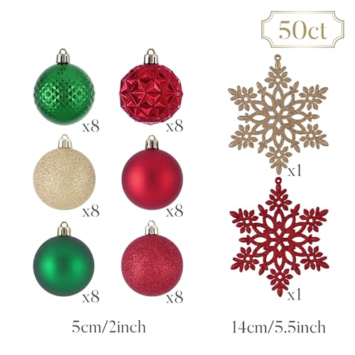 50ct Christmas Tree Decorations Ball Ornaments 2 Inches (50 Count)