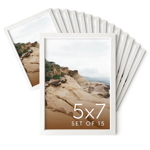 5x7 Natural White Wood Photo Frame Set of 15