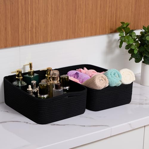 Large Shallow Organizing Baskets 15x11x5.1 Inches (2 Count)