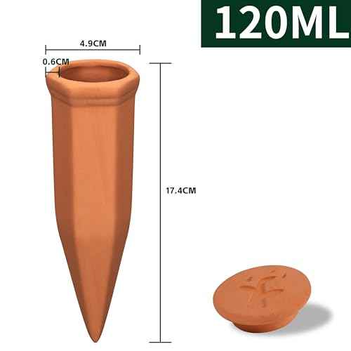 Large Terracotta Watering Spikes with Lids (4 Count)