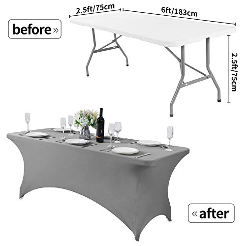 Spandex Table Cover for 6Ft or 4fT or 8ft Table Universal Fitted Stretch Tablecloth for Party