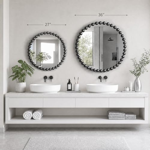 27 inch Black Round Mirror