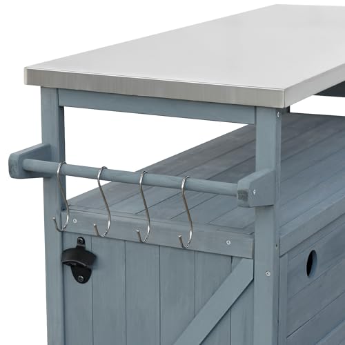 Outdoor Grill Table with Stainless Steel Top
