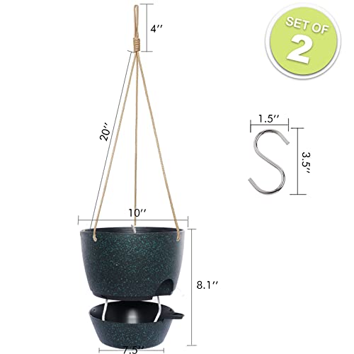 10 Inch Self Watering Hanging Pots (2 Count)