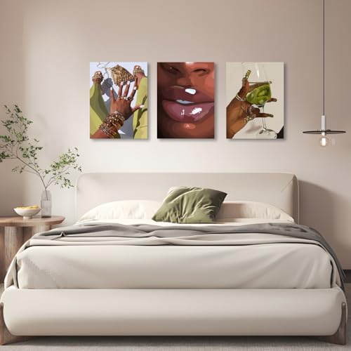 Wrapped Canvas Fashion Black Woman Wall Art Set of 3 (3 Count)
