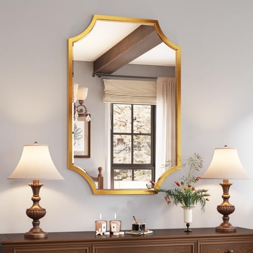 24"x36" Gold Foil Metal Scalloped Decorative Wall Mirror