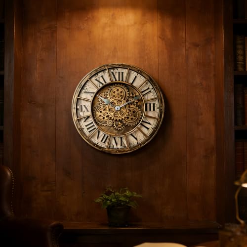 18 Inch Wall Clock with Moving Gears