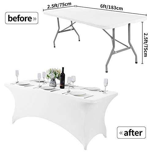 2Pack Spandex Table Cover for 6Ft or 4fT or 8ft Table Universal Fitted Stretch Tablecloth for Party